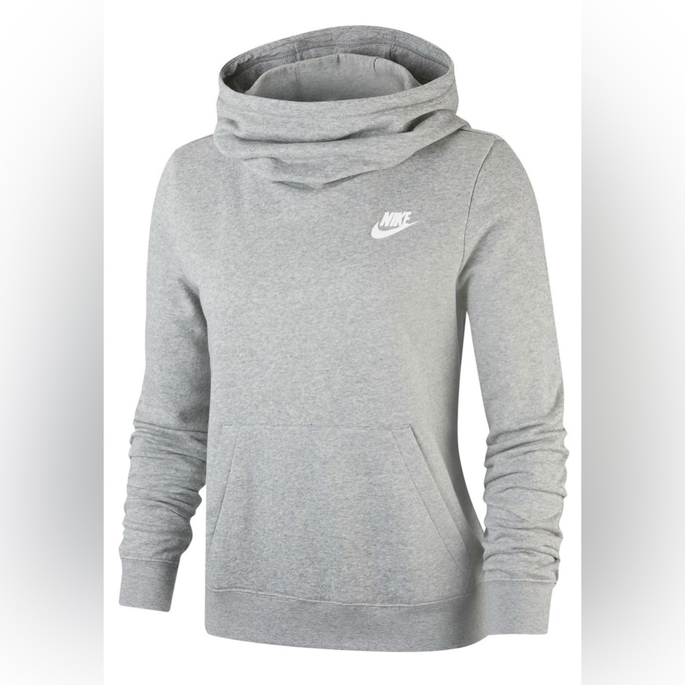 Nike Free Women's Black Cowlneck Sweatshirt Hoodie in Grey with White Size L